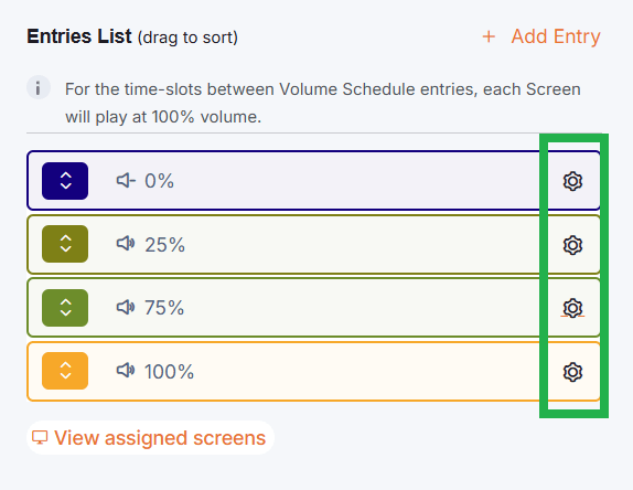Illustration of the gear-icon(s) that a platform user can click to edit schedule Entries.