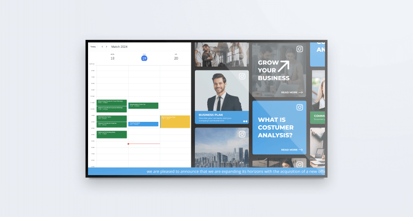 A screen showing google calendar in action and other enterprise apps