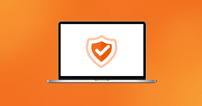 Security logo on the screen of a laptop