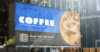 An outdoor digital signage screen showing coffee