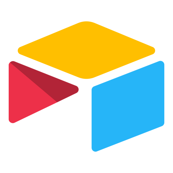 Airtable logo consisting of three geometric shapes: a yellow rhombus on top, a red triangle on the left, and a blue parallelogram on the right, forming a stylized letter 'A'.
