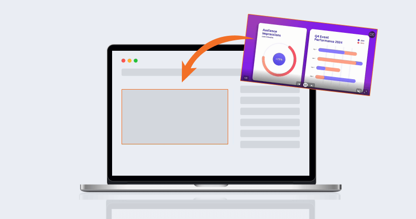 Illustration of a laptop showing a plain website page and adding to it real-time analytics