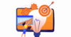 Illustration of a woman analyzing growth charts