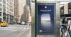 Bus stop ad showing an airplane window and the text "Fly Stress-Free! With Limitless Travel Possibilities."