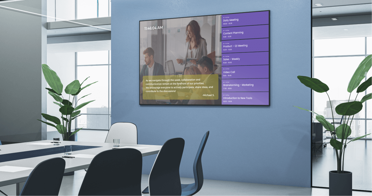 An office showing a screen