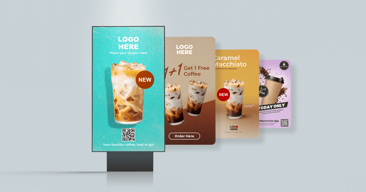 multiple screens showing promotions and bargains