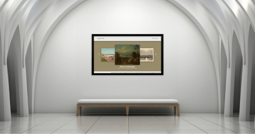 Digital artwork display in a modern museum
