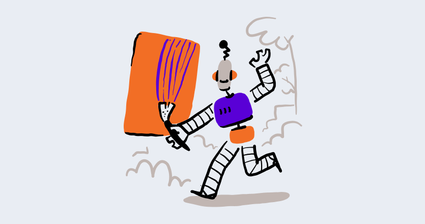 a robot like design is painting a wall - yodeck aesthetics
