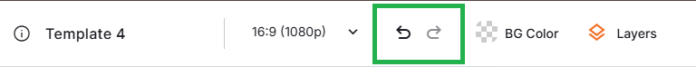 Undo and redo buttons in the Yodeck Layout Editor toolbar allowing quick design adjustments during digital signage layout customization.