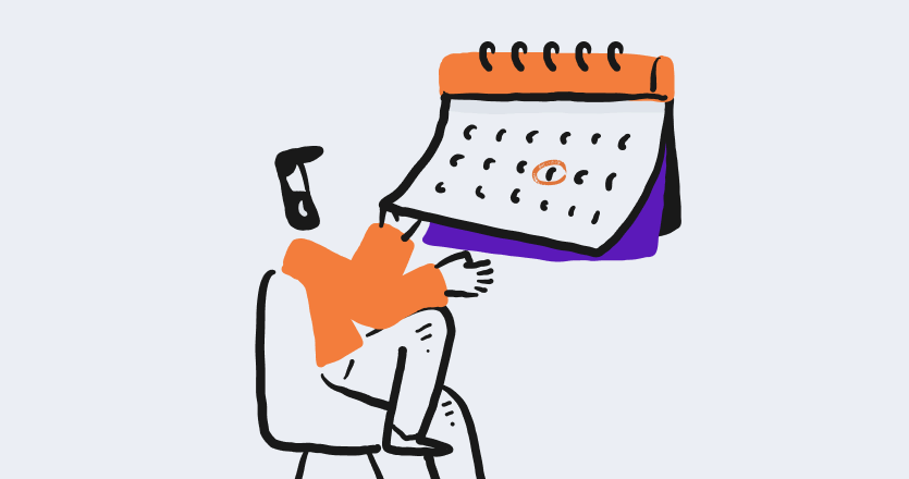 Illustration of a person checking a date on a calendar