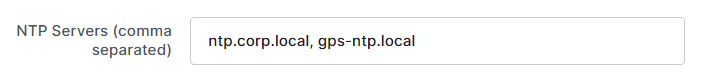 Yodeck "NTP Servers" field is displayed as filled in with custom NTP servers.
