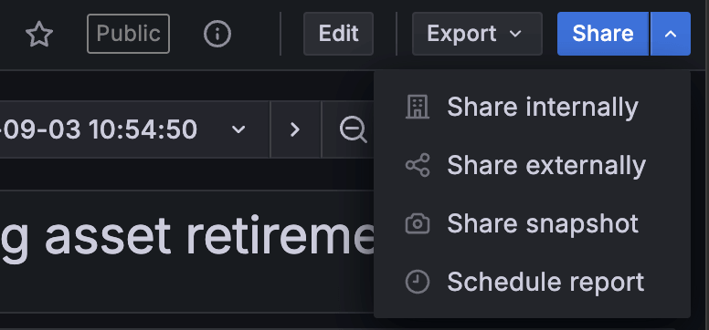 Grafana sharing options