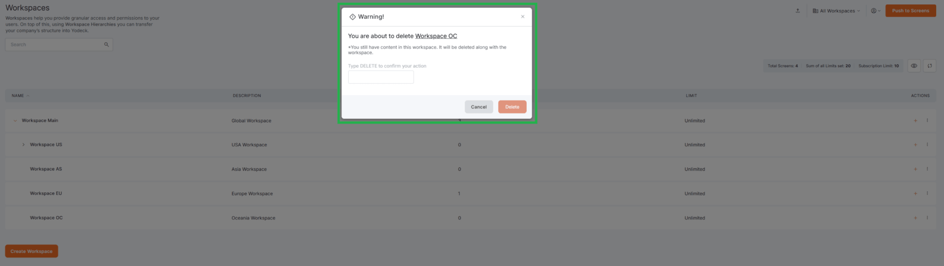 Workspaces: Safety, Troubleshooting, and Best Practices | Yodeck Docs