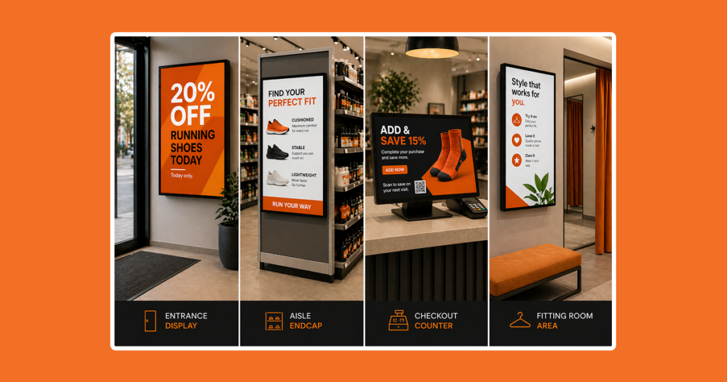 placement strategy for digital signage retail ideas