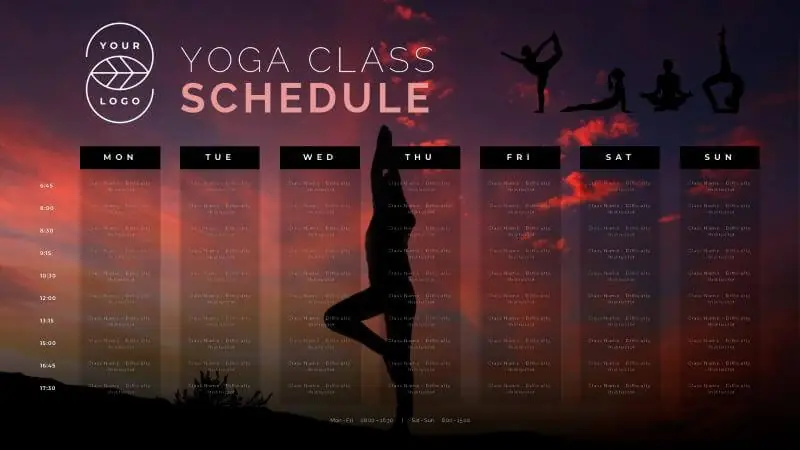 Gym | Yoga schedule