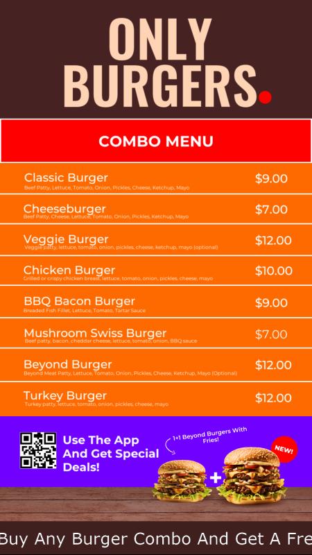 Burger Restaurant Menu