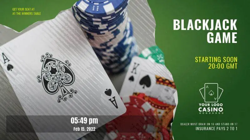 Casino | Blackjack Game (Date/Time Widget)