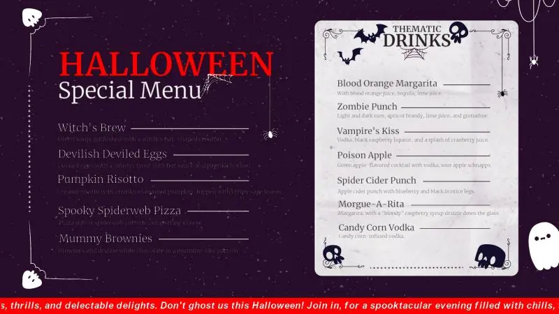 Halloween Menu Board