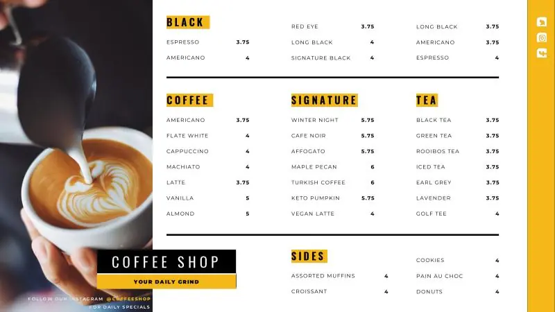 Menu Boards | Café – Coffee Menu 3 (Alternative layout)
