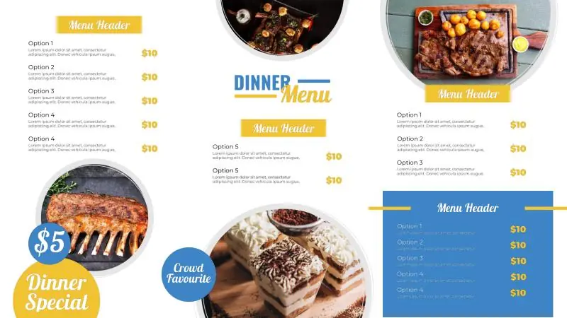 Menu Boards | Dinner Menu