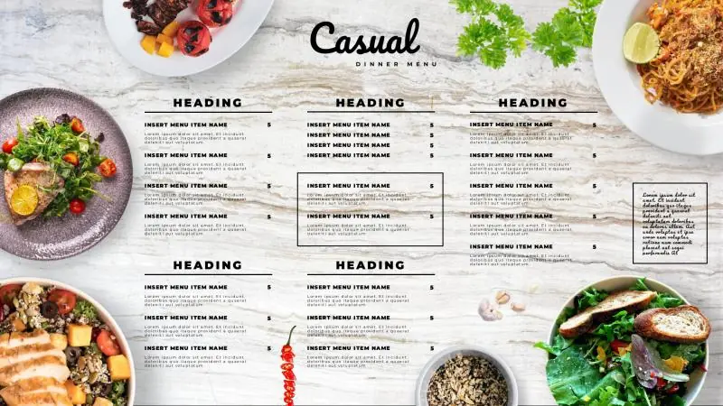 Menu Boards | Dinner Menu 2