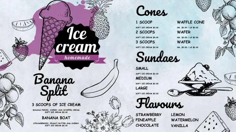 Menu Boards | Ice cream – Gelateria