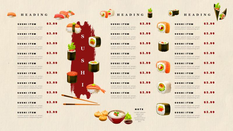 Menu Boards | Modern QSR (Sushi)