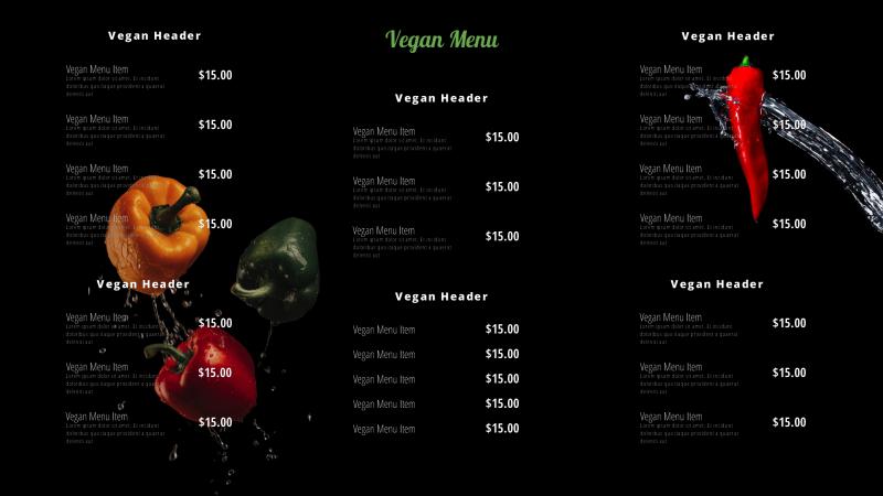 Menu Boards | Vegan Menu 1