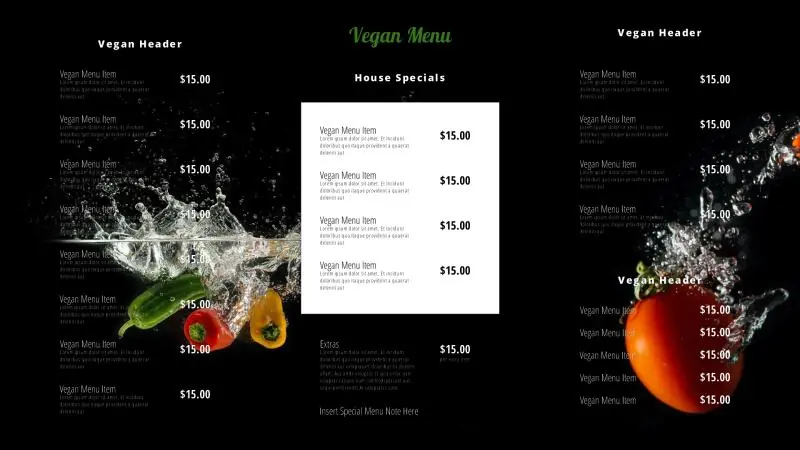 Menu Boards | Vegan Menu 2