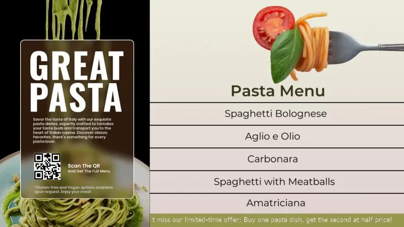 Pasta Restaurant Menu