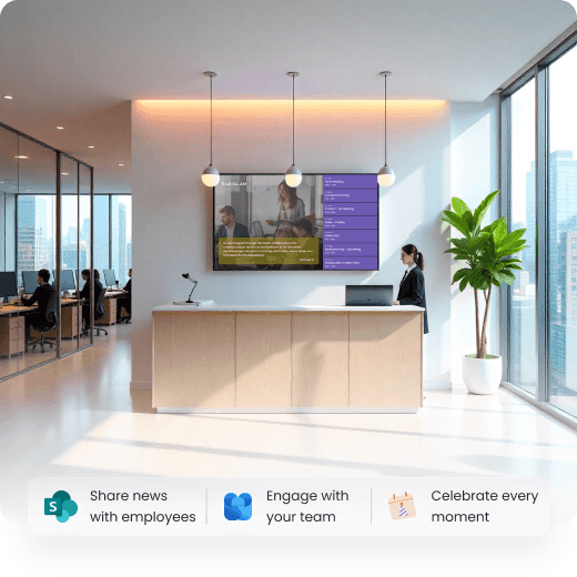 Modern office reception with Yodeck digital signage