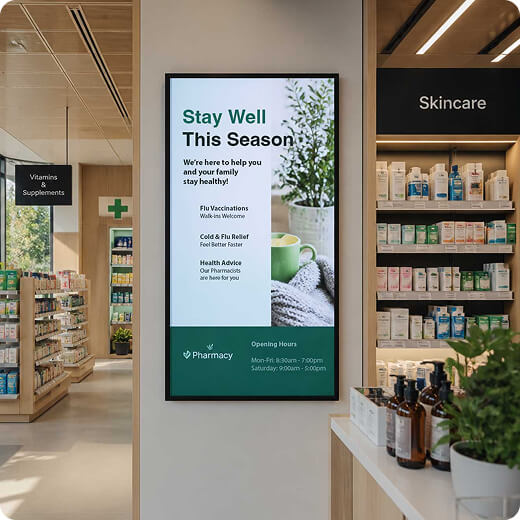 Pharmacy digital signage solution Yodeck