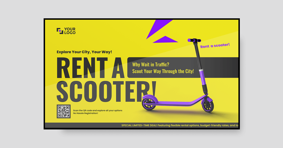 Rent a scooter retail digital signage template