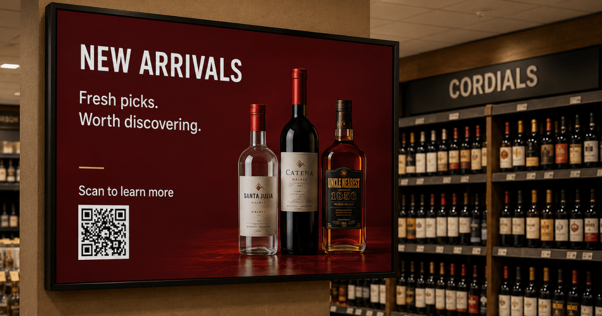 digital signage in a liquor store