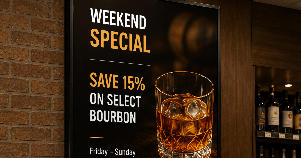 digital signage in a liquor store