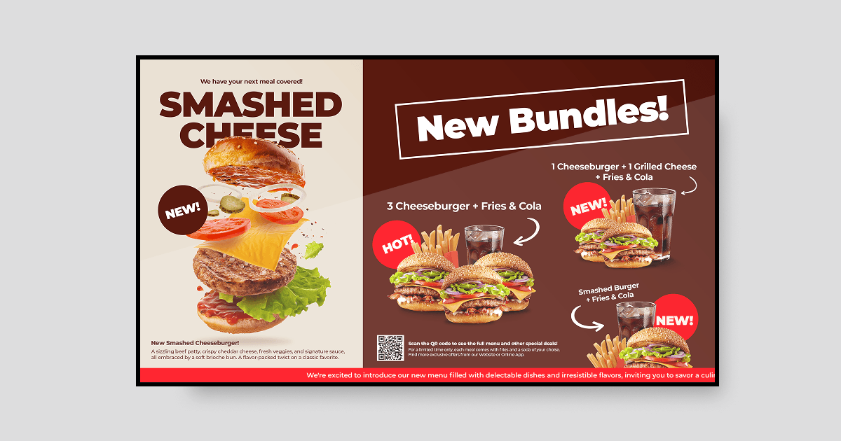 new bundles burgers retail digital signage template